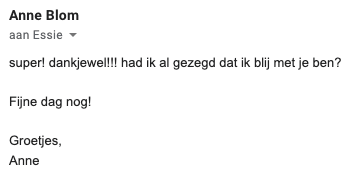 Anne mail reactie