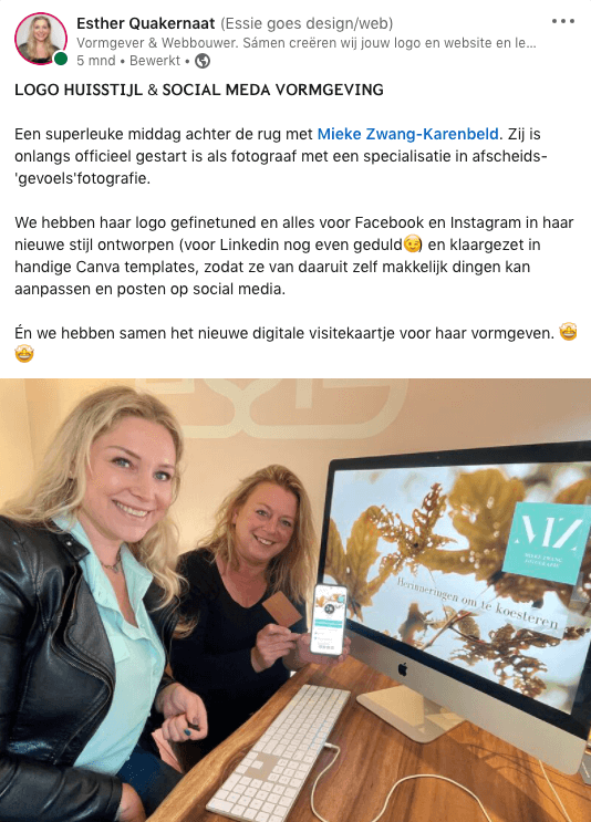 Review digitaal visitekaartje Mieke